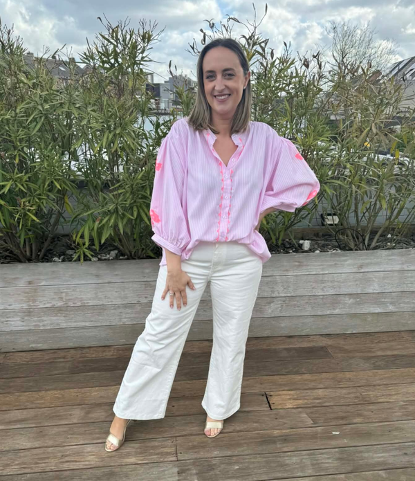 Pink striped blouse