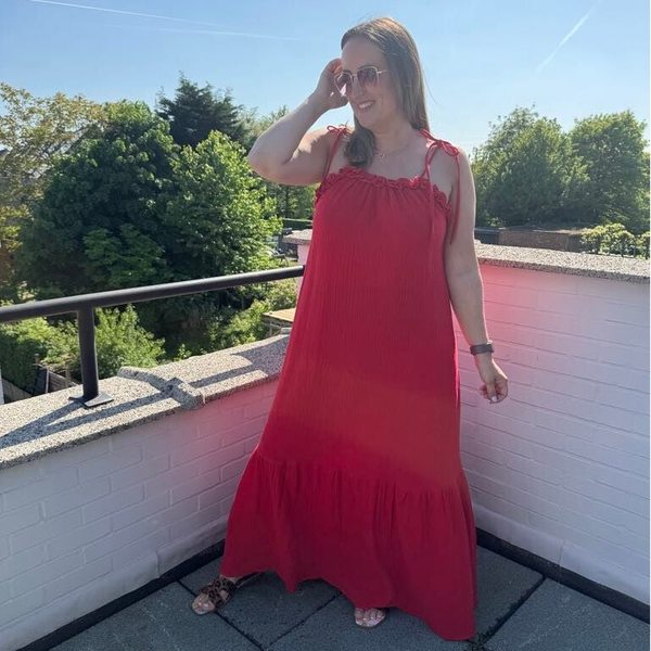 Rode tetra maxidress