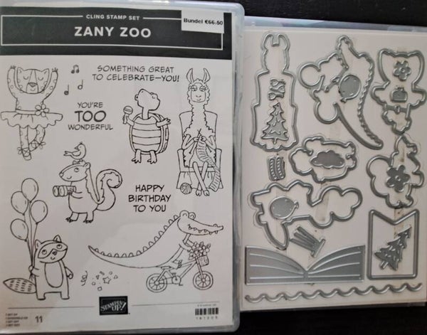 Zany Zoo stempelset met bijpassende stansen