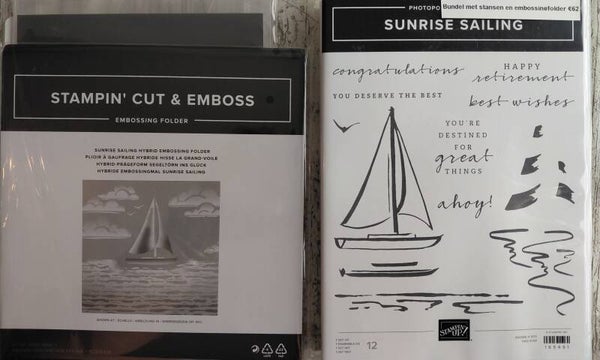 Sunrise Sailing stempelset met stansen en Hybrid embossingfolder