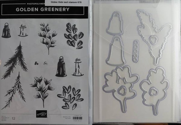 Golden Greenery stempelset met stansen
