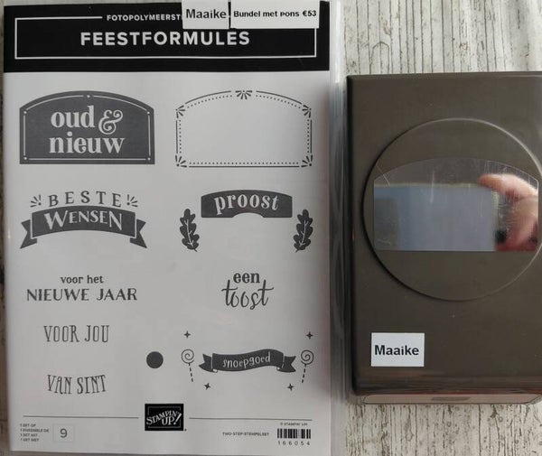 Feestformules Nederlandse stempelset met bijbehorende pons