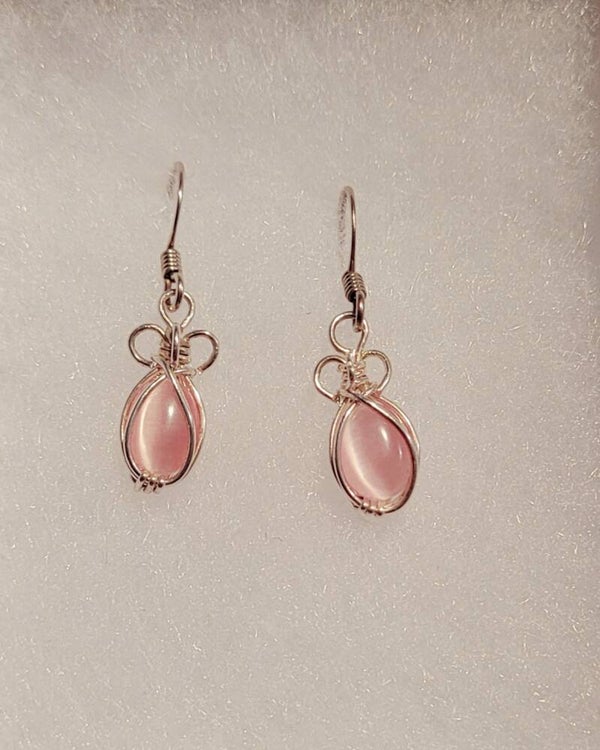 Pink Cat's Eye Earrings