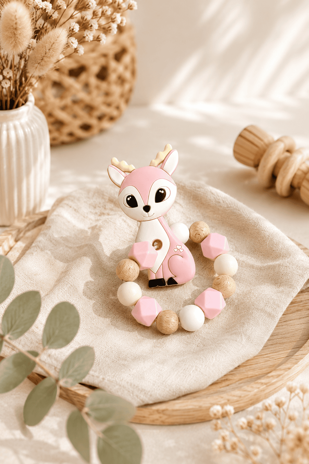 Anneau de dentition renne rose