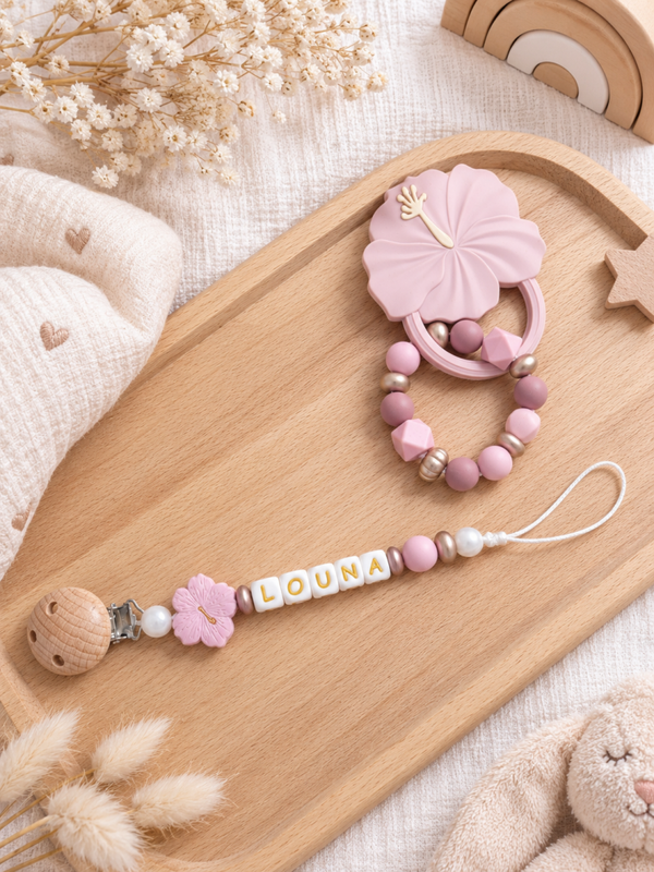 Ensemble de dentition fleur de tiaré rose clair