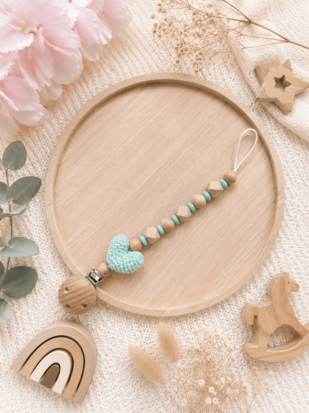 Attache tétine crochet coeur sans prénom