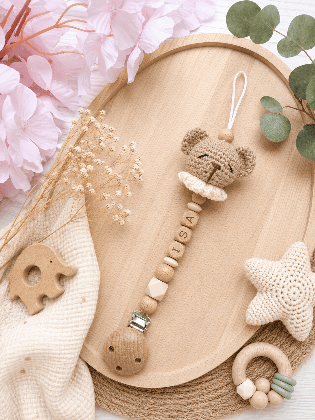 Attache tétine crochet ourson