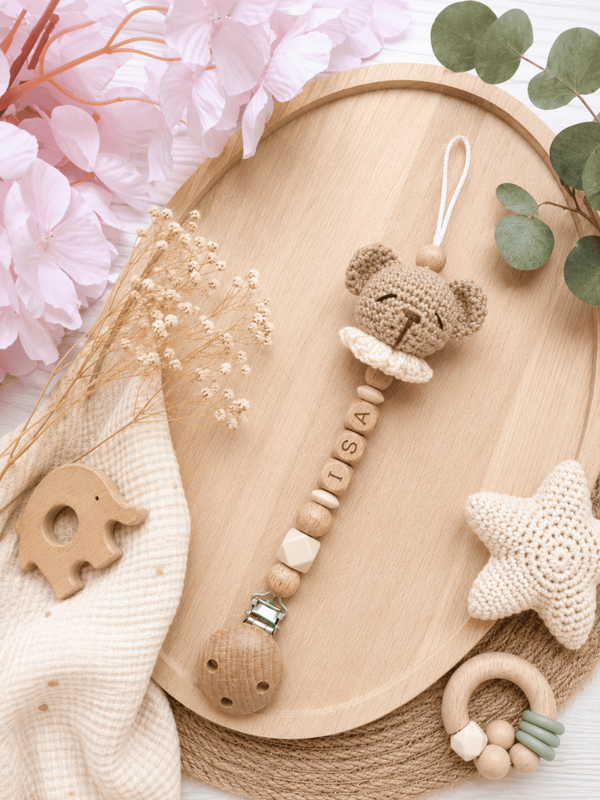 Attache tétine crochet ourson
