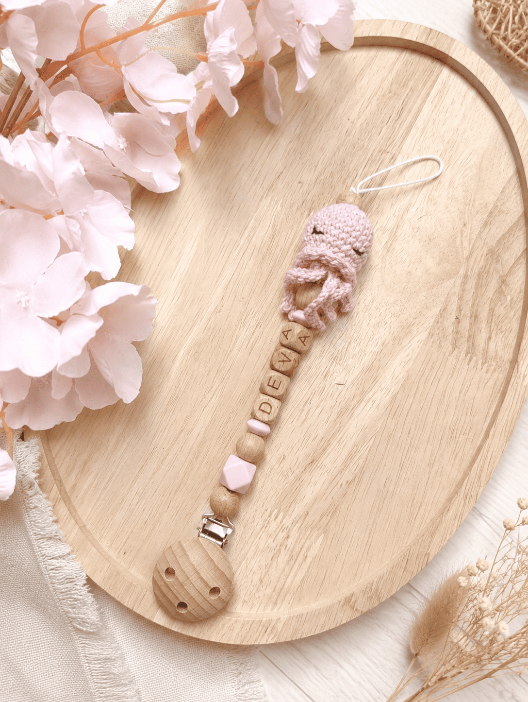 Attache tétine crochet pieuvre