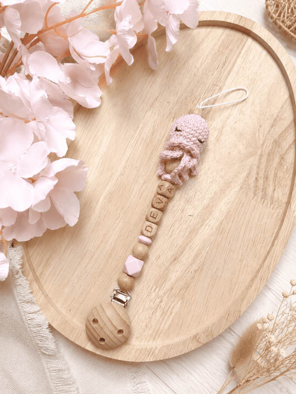 Attache tétine crochet pieuvre