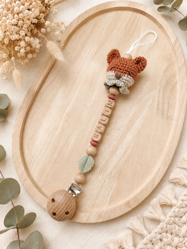 Attache tétine crochet renard