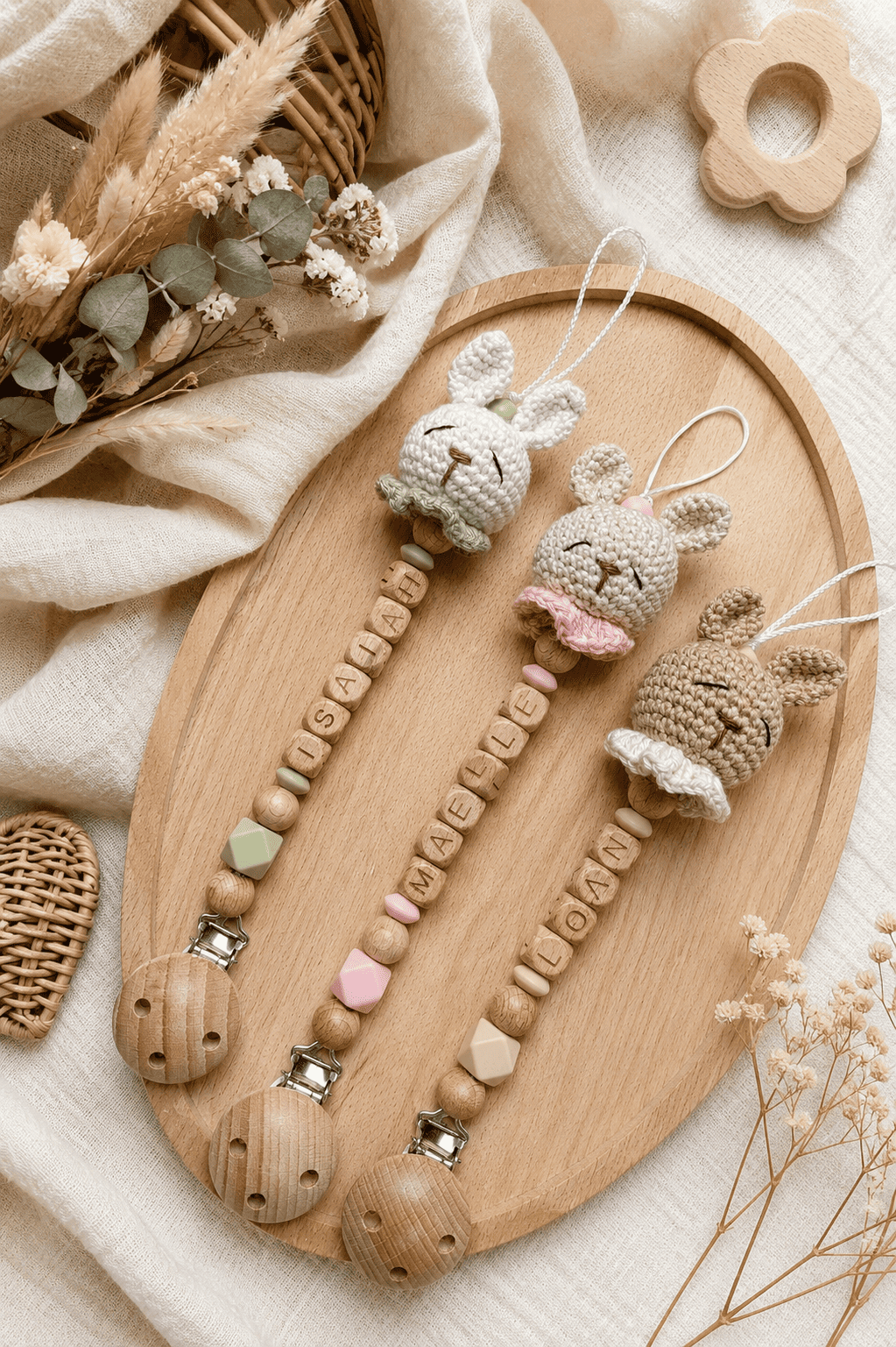 Attache tétine crochet lapin