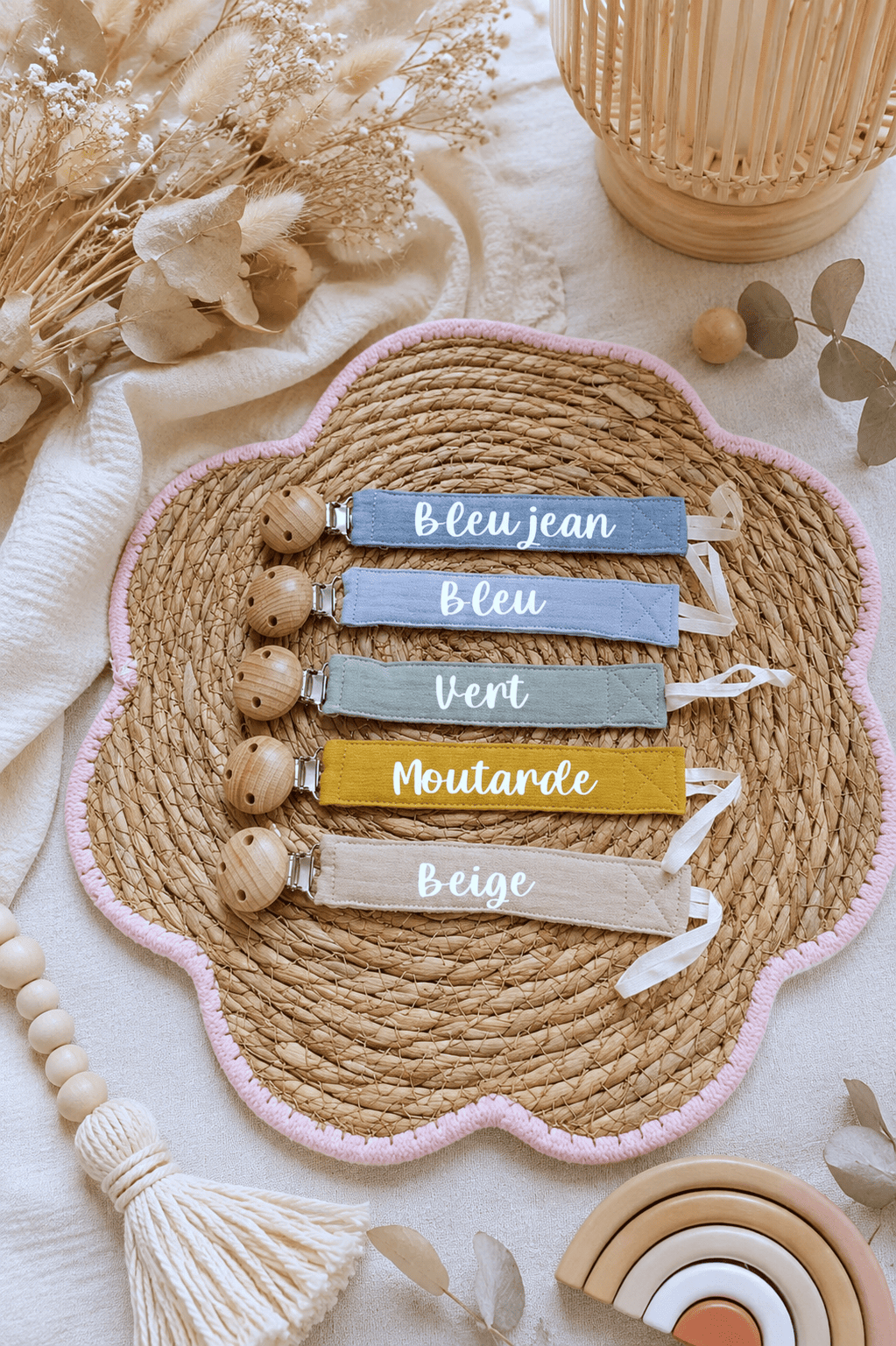 Attache tétine tissu