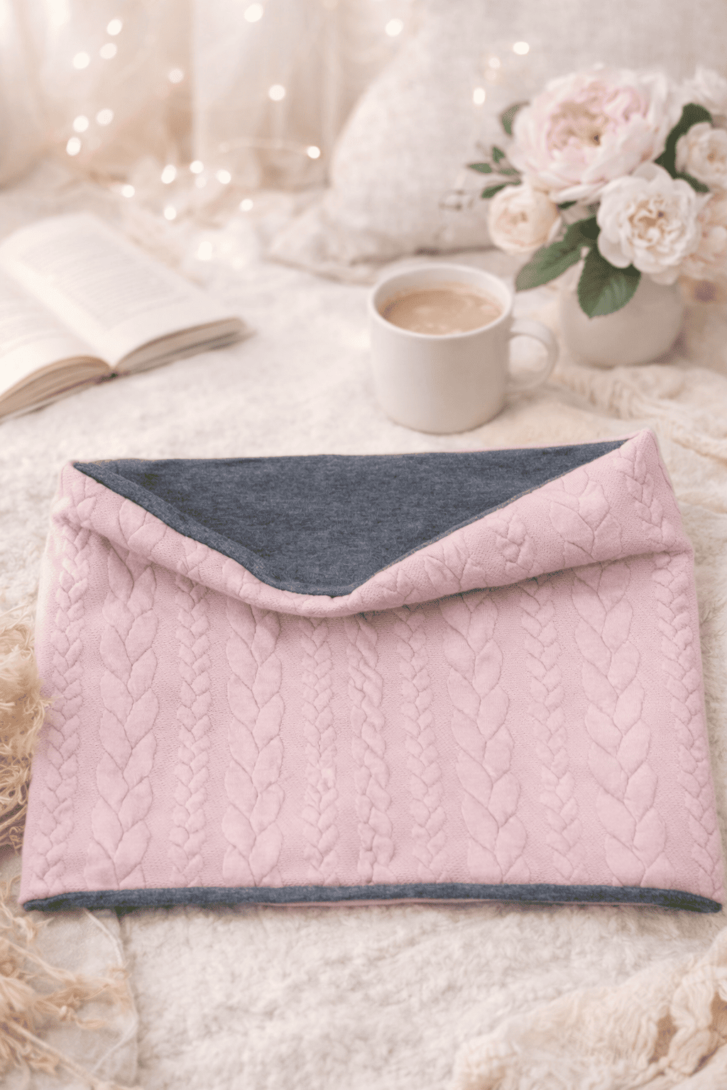 Tour de cou torsades roses +12 ANS/ ADULTE