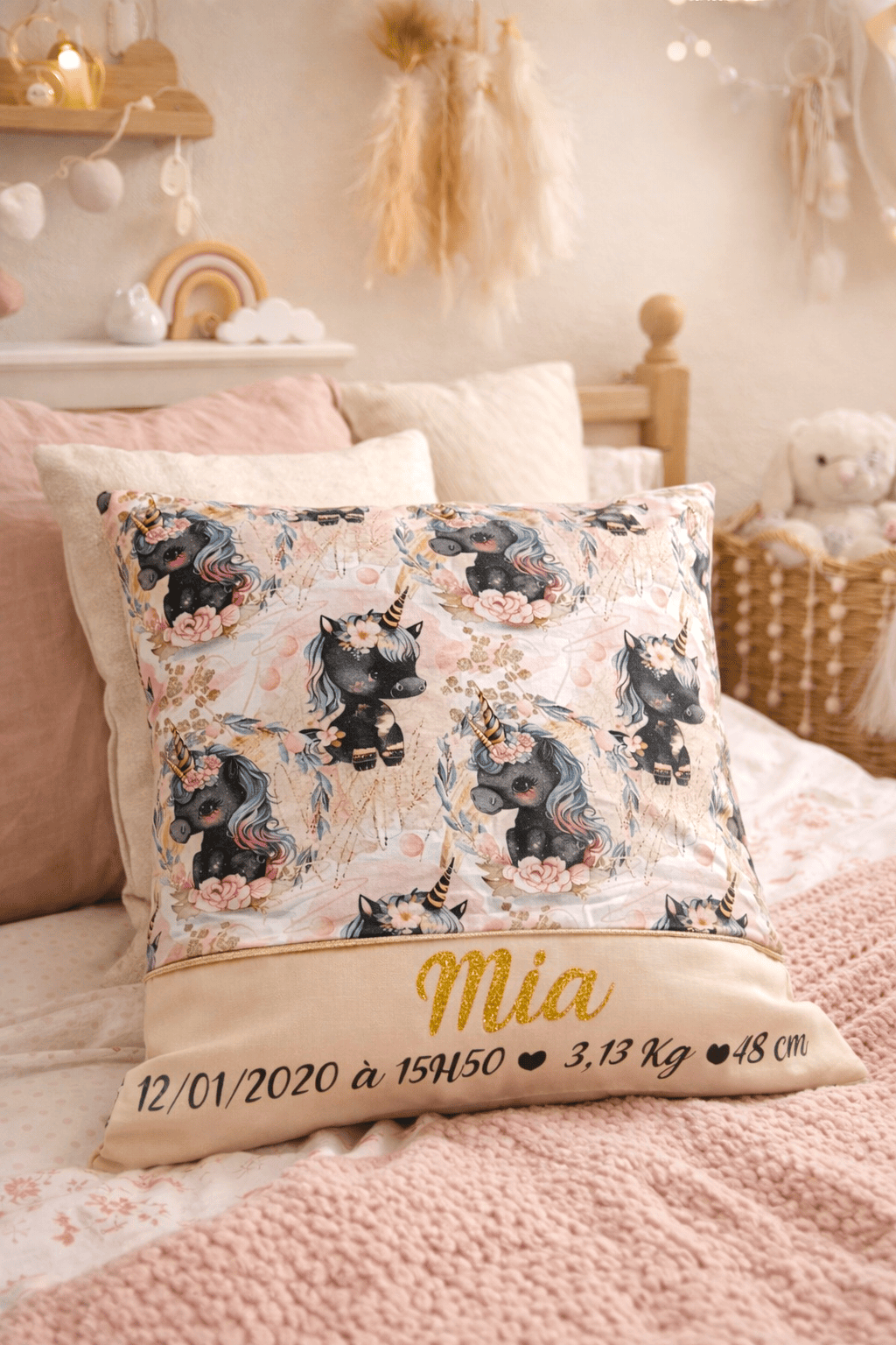 Coussin de naissance personnalisé