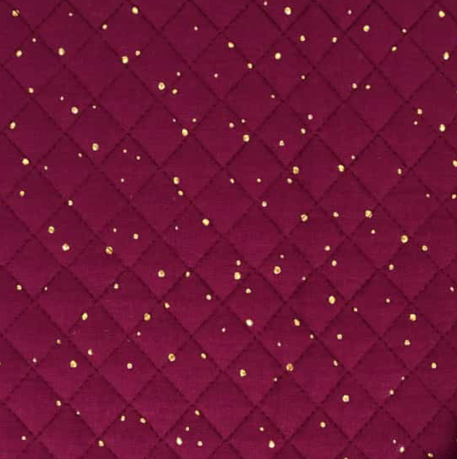 double gaze matelassée pois dorés prune