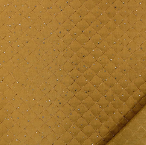 double gaze matelassée pois dorés safran