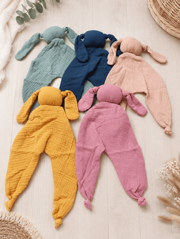 Doudou lapin lange Double gaze de coton