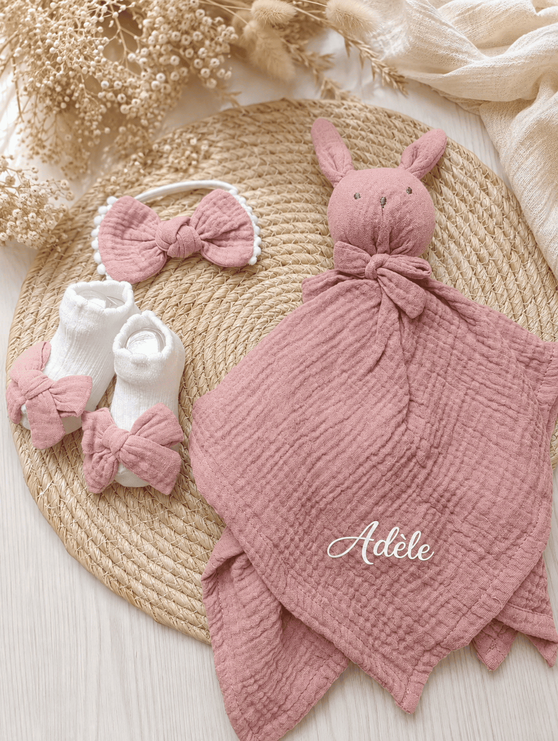 Ensemble doudou lapin bandeau chaussons