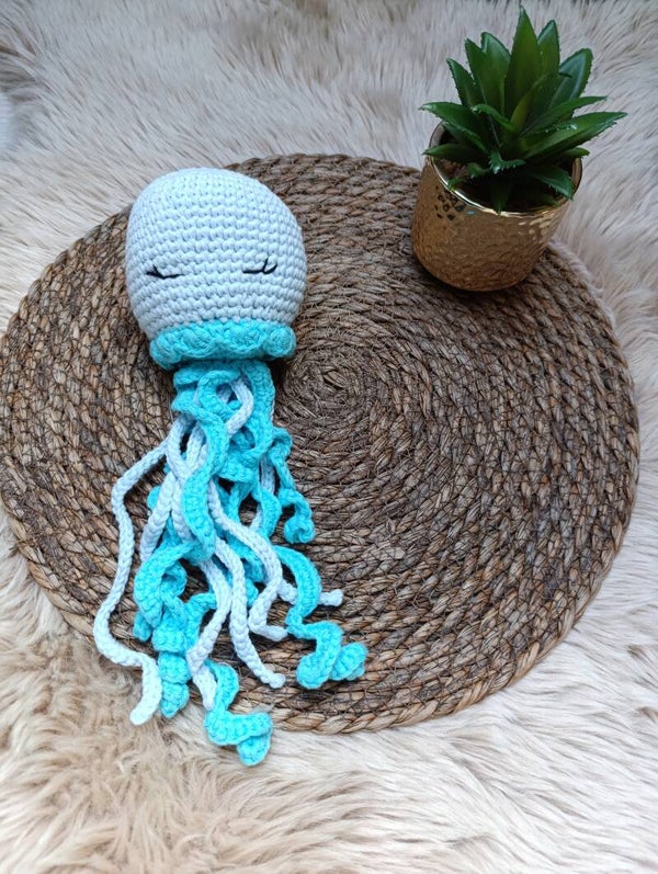 Grande pieuvre en coton bleu
