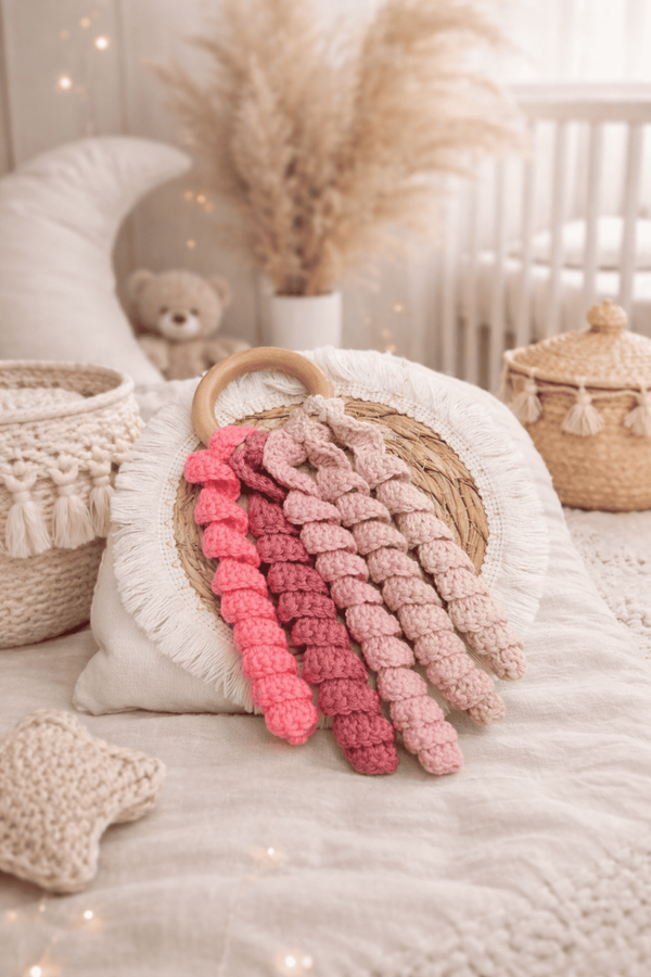 Hochet tentacules rose