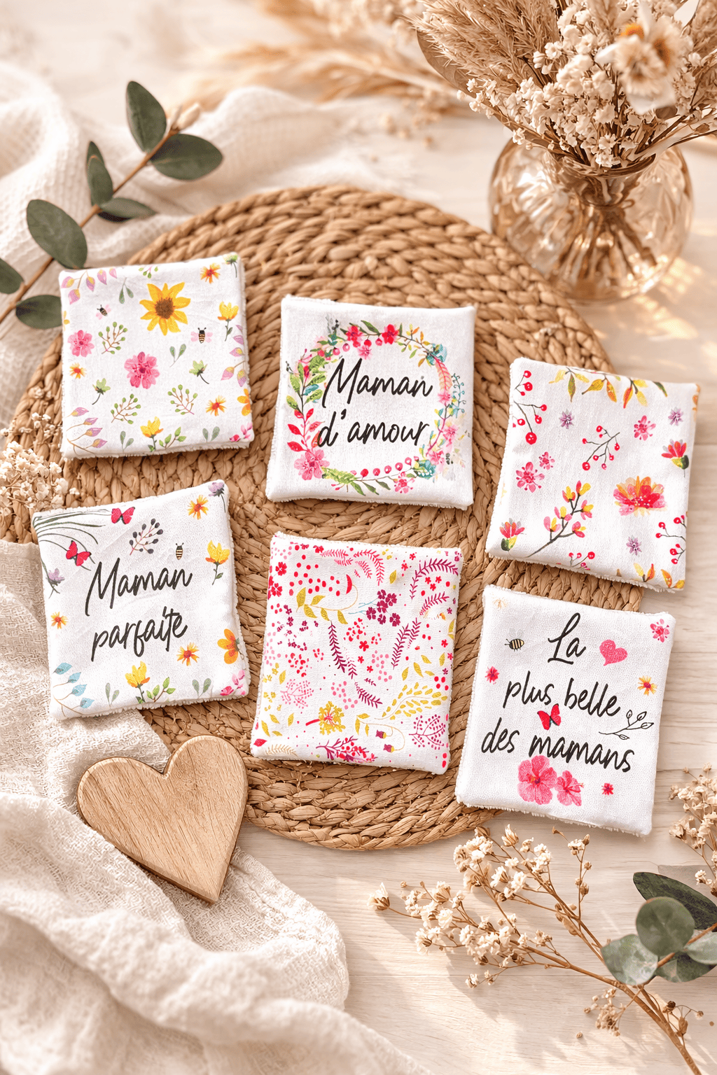 Lot de 6 lingettes Fête des mères