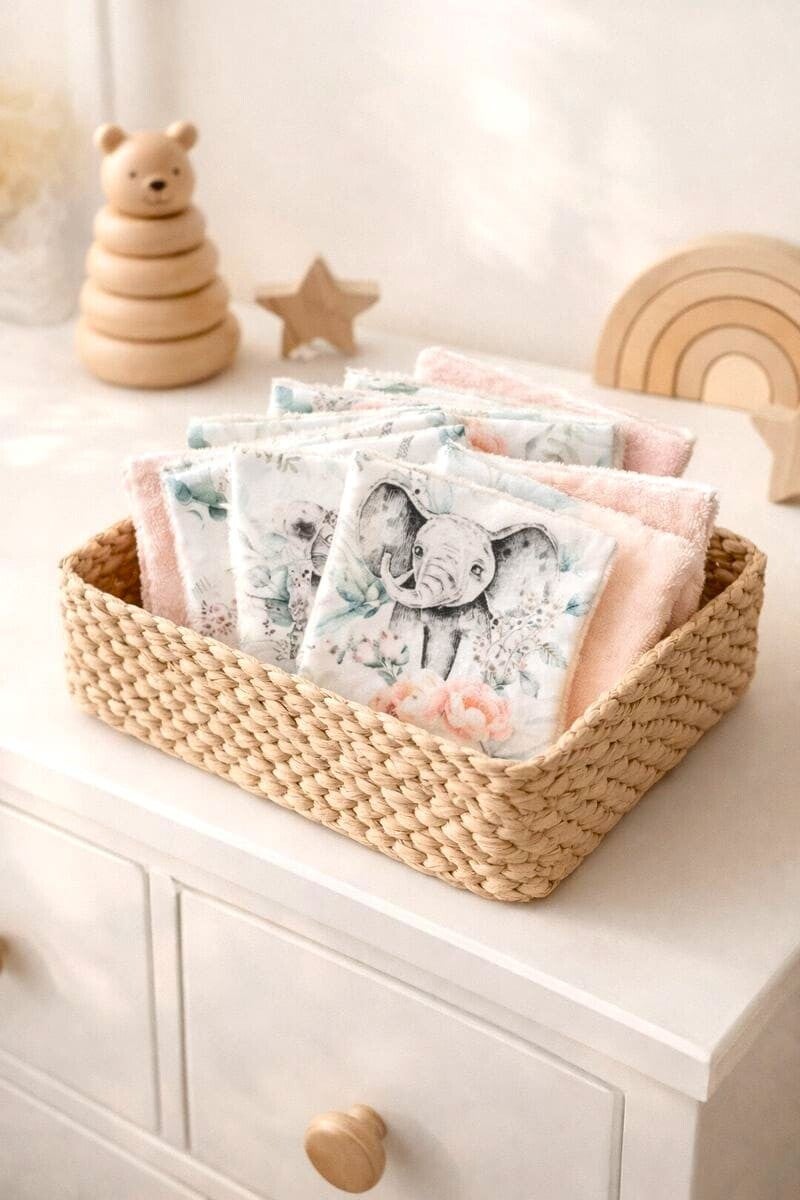 Lot de 7 lingettes savane fleurs roses