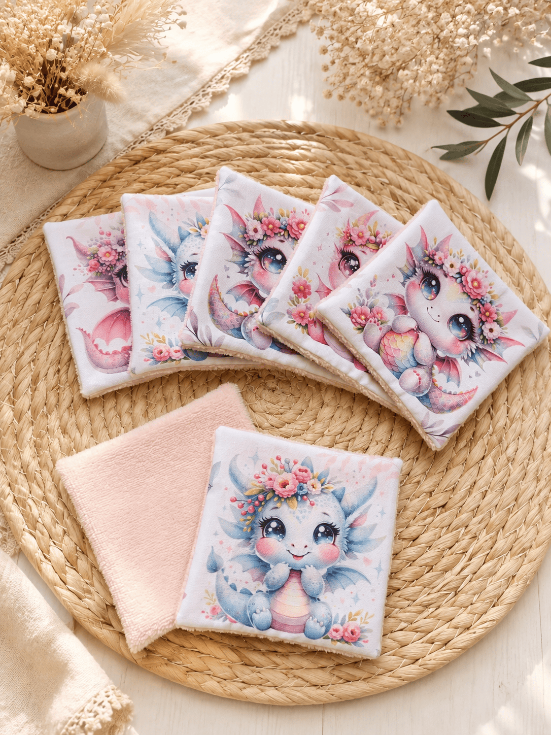Lot de 7 lingettes dragons