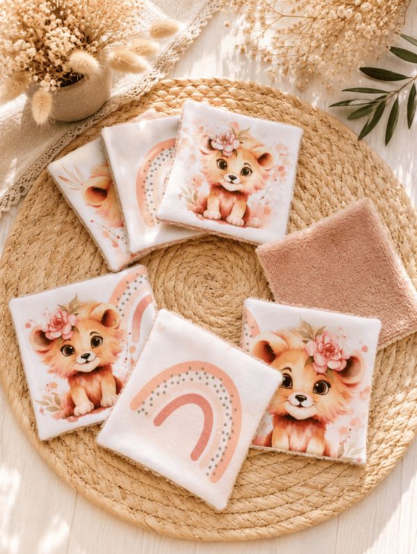 Lot de 7 lingettes lionnes arc en ciel