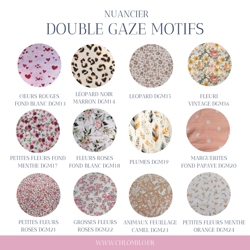 nuancier double gaze coton motifs