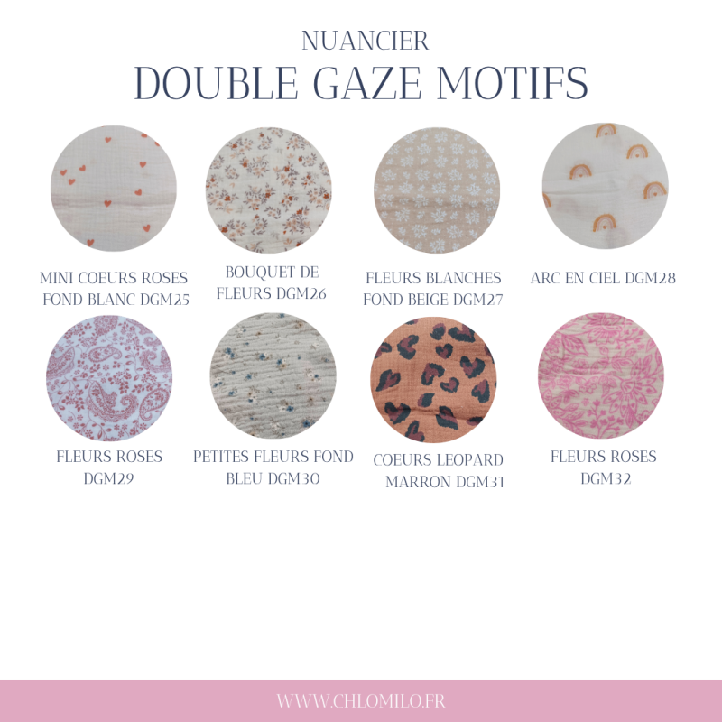 tissu double gaze coton motifs