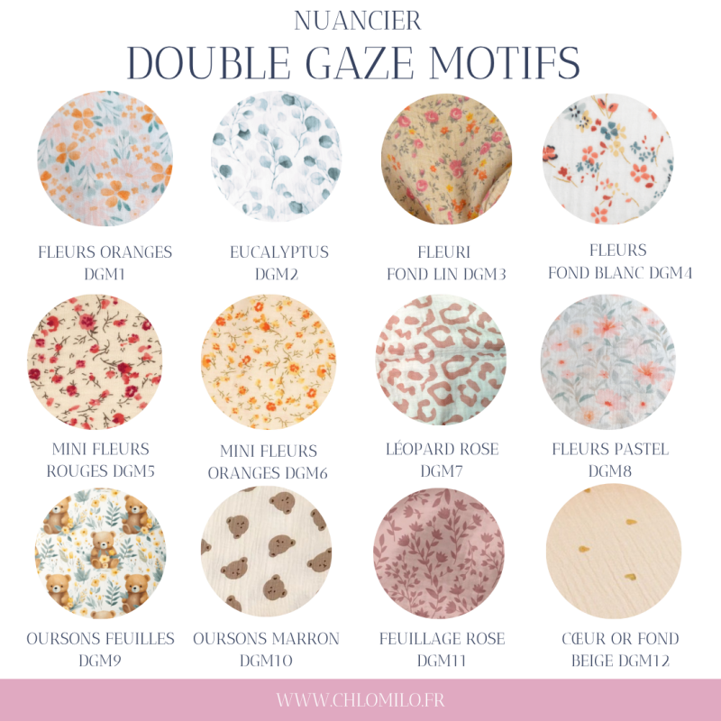 nuancier double gaze coton motifs