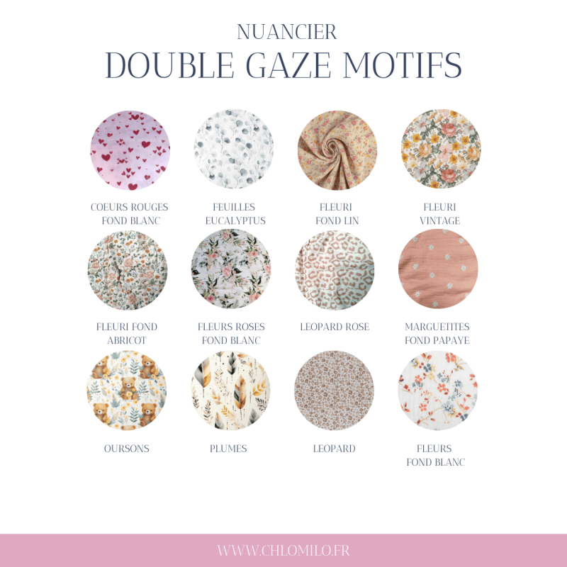 nuancier double gaze coton motifs