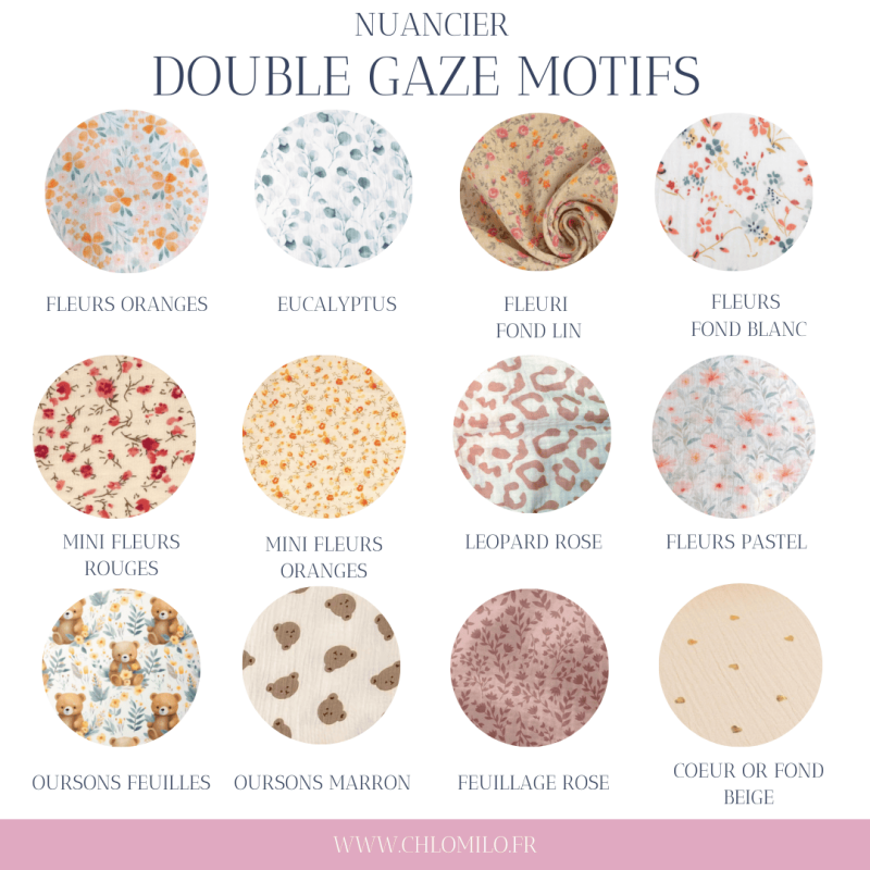 tissu double gaze coton motifs