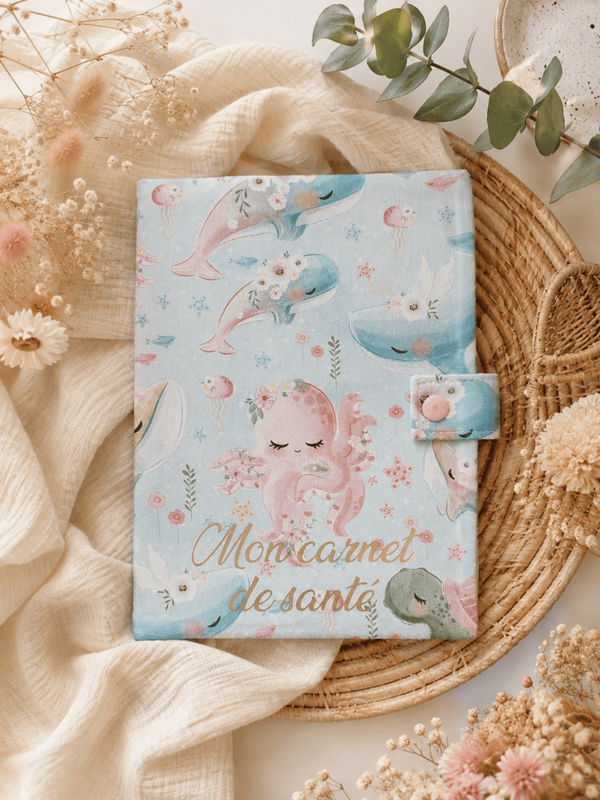Protège carnet de santé Animaux de la mer