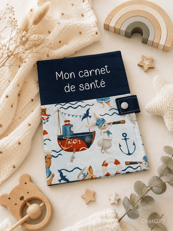 Protège carnet de santé bateaux lapins