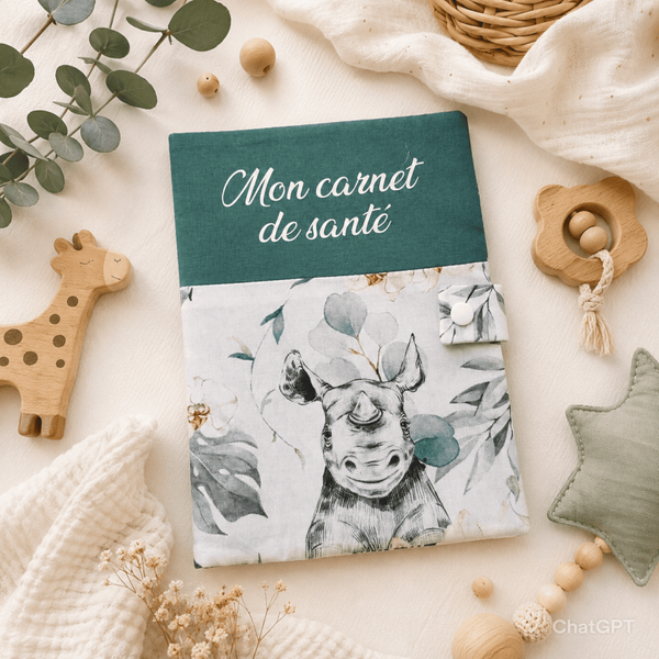 Protège carnet de santé Rhinocéros