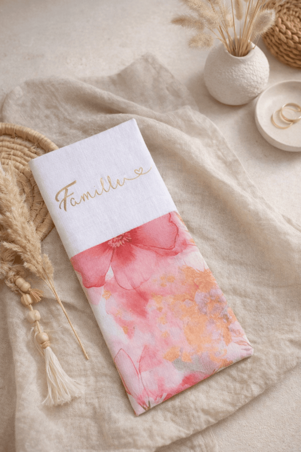 Protège livret de famille rose or