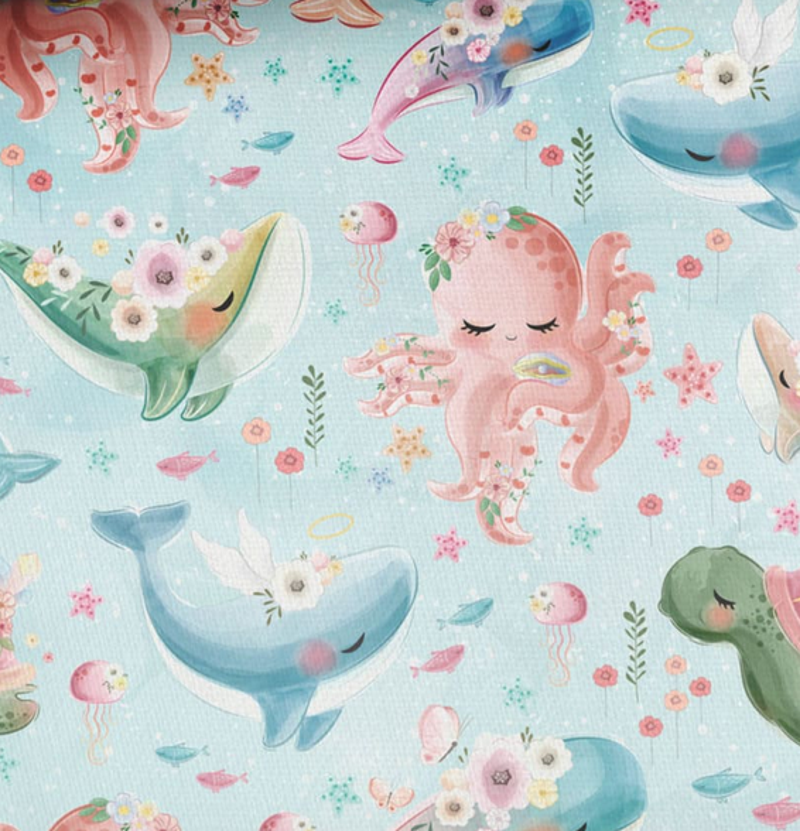 tissus coton animaux mer