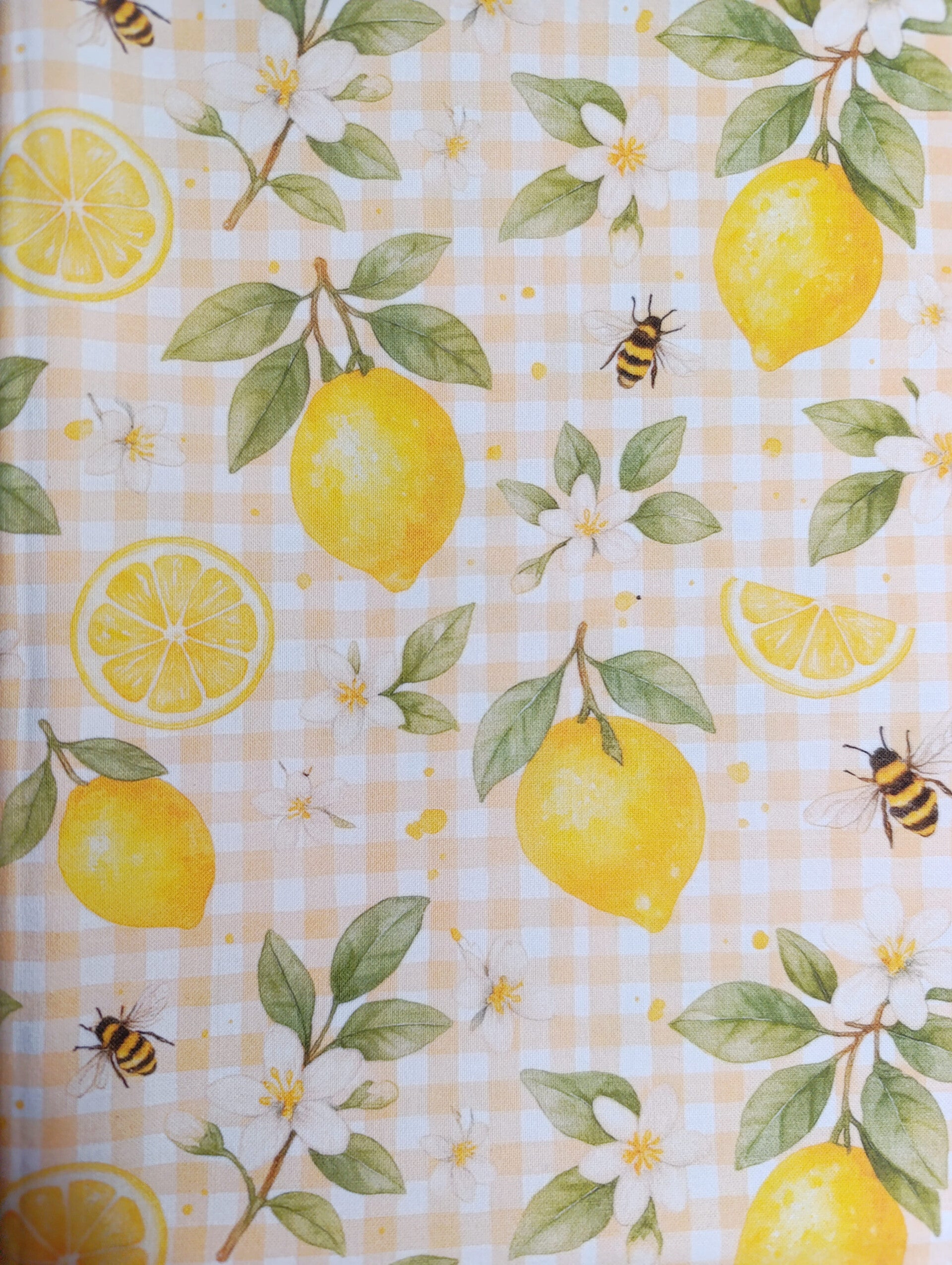 tissu coton citrons abeilles