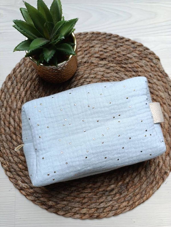 Trousse de toilette bleu clair glitter