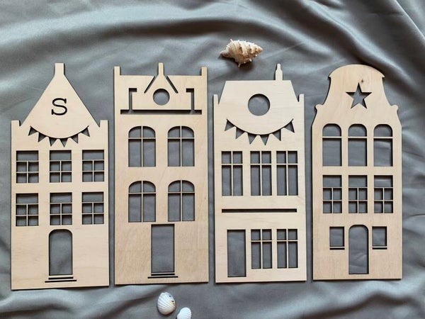 Houten Sinterklaas huisjes set