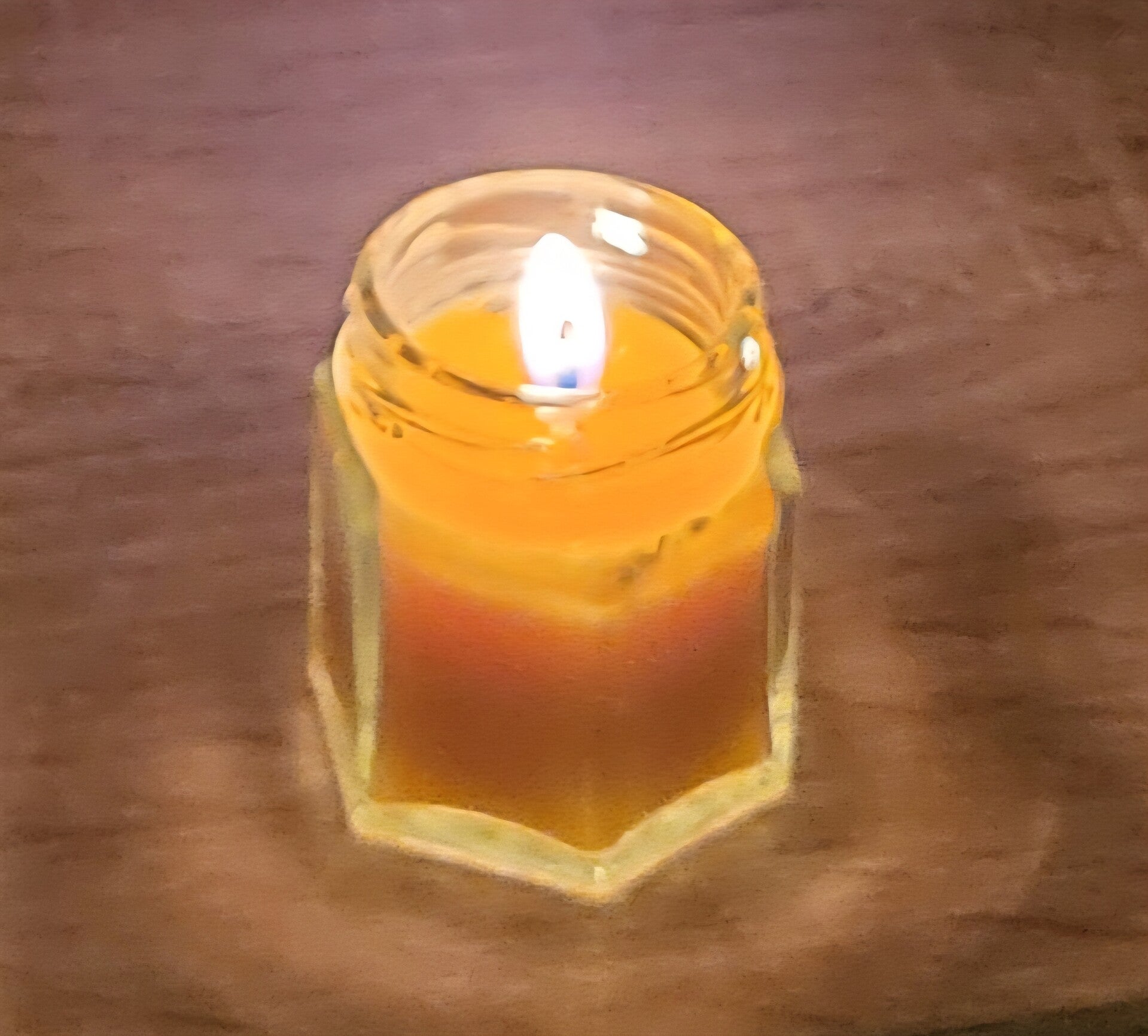 Kleine Bienenwachskerze im Glas