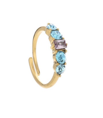 Vintage ring met lila en blauw