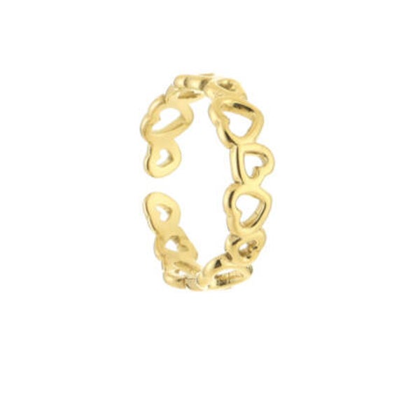 Ring met geschakelde hartjes