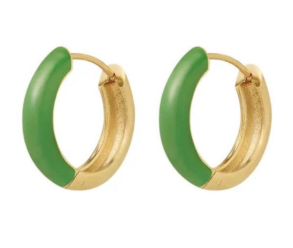 Oorringen half groen of paars