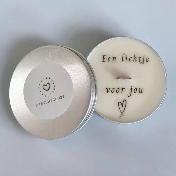 Persoonlijke troostkaarsjes in blikje