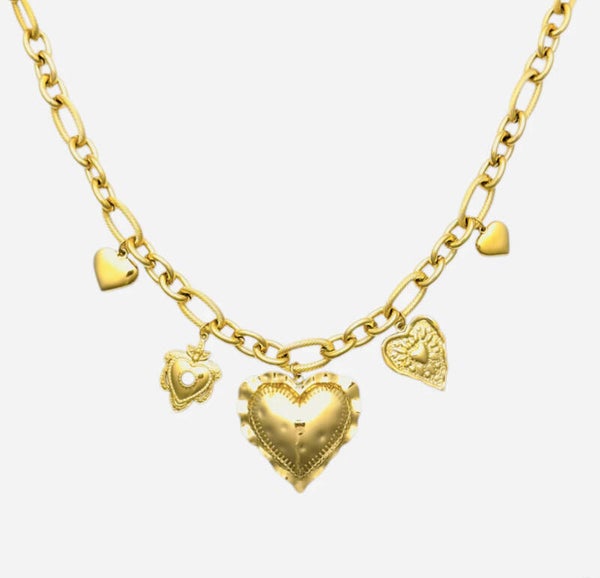 Statement ketting met hartjes