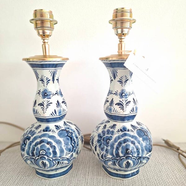 Set van 2 Delftsblauwe lampenvoeten