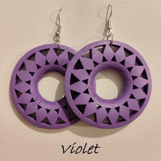 Boucles d'oreilles mandala en bois violette